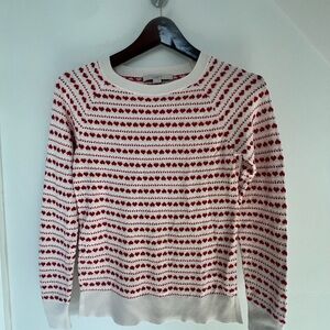 LOFT Red and White Patterned Sweater